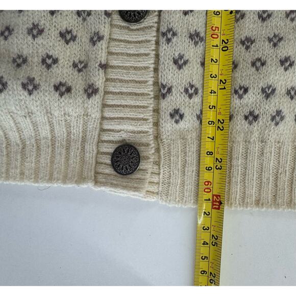 Vintage Alps Cardigan Sweater size Small Wool Blend Nordic Ivory Grandma - Picture 7 of 8
